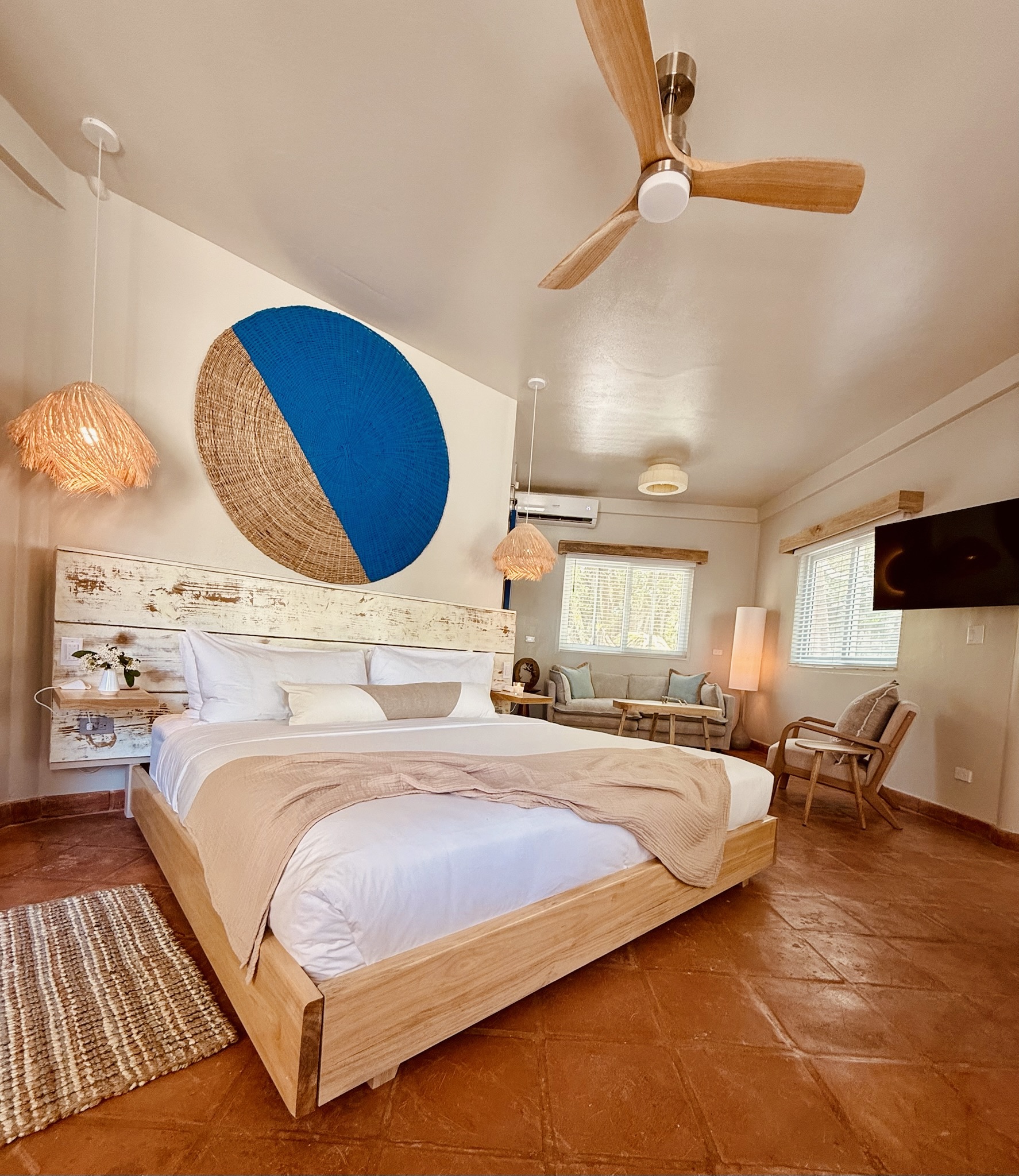 King bed with premium mattress and imported crisp cool linens for the ultimate deep sleep