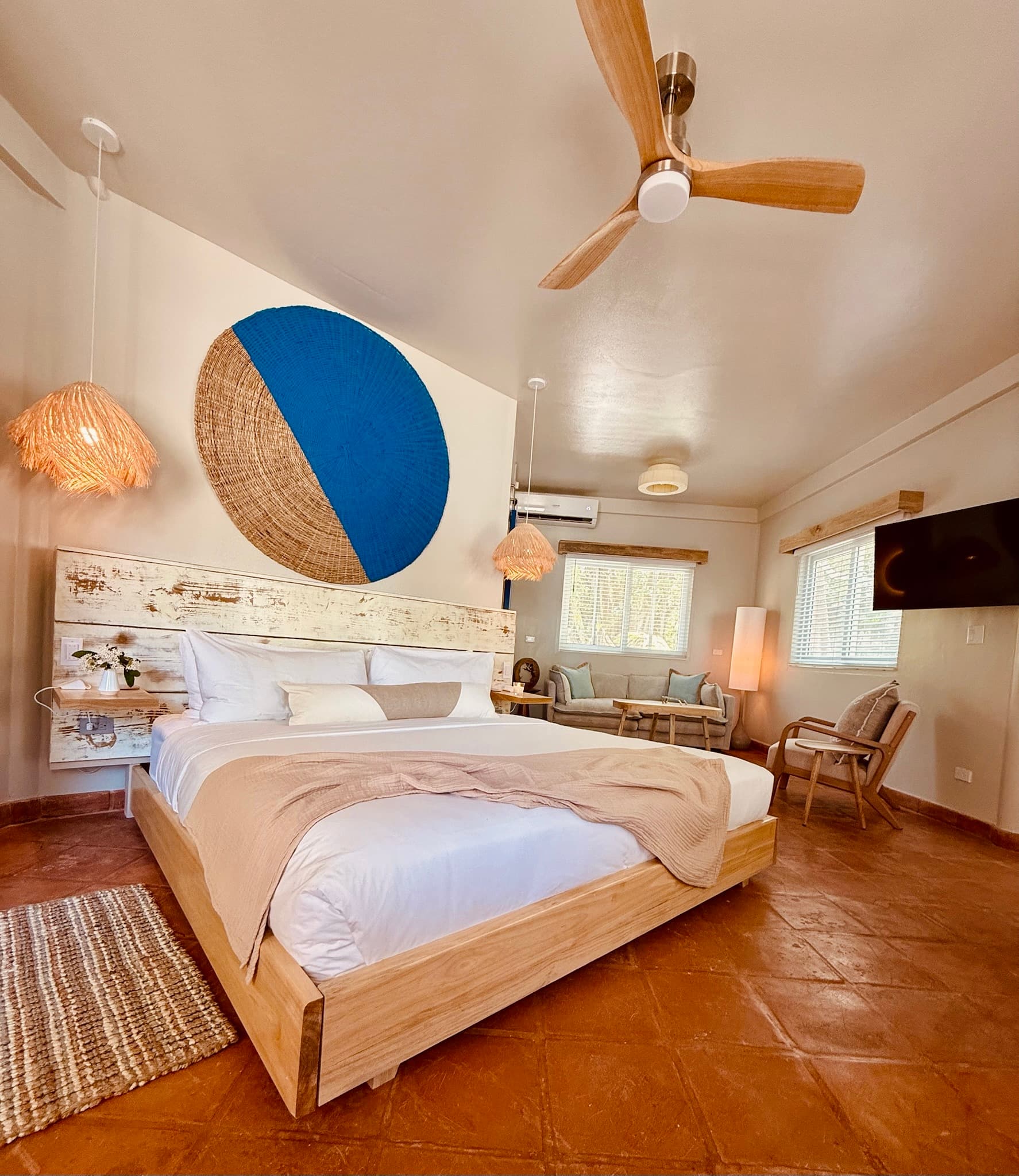 King bed with premium mattress and imported crisp cool linens for the ultimate deep sleep