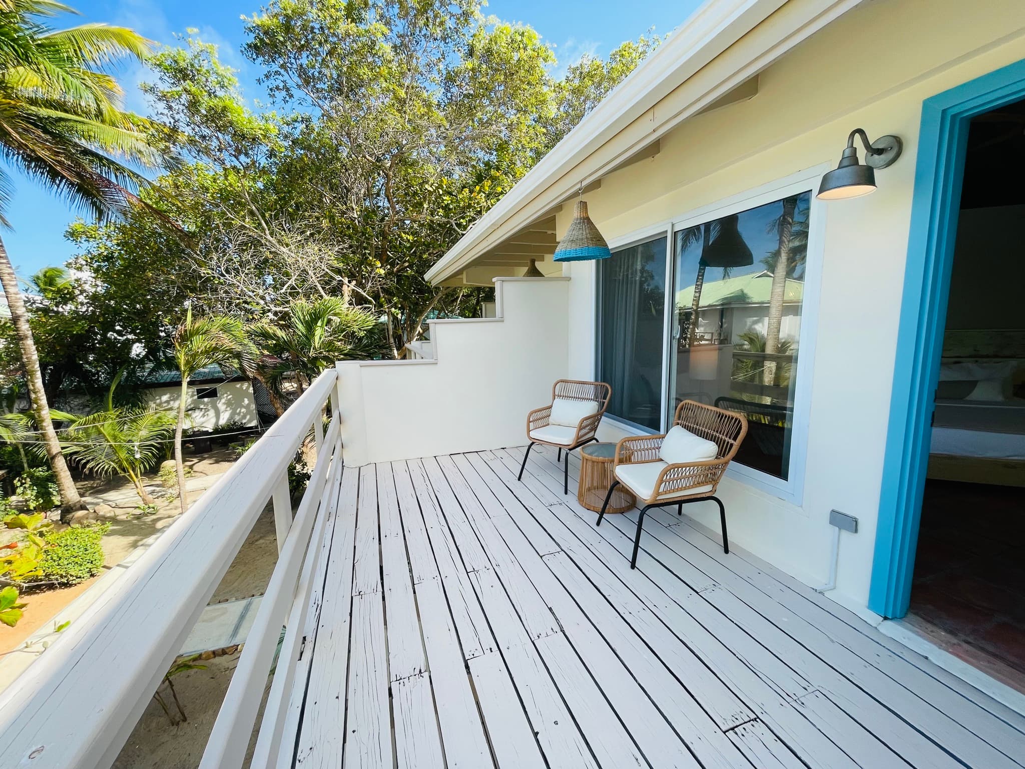 Private balcony with pool view for your morning coffee