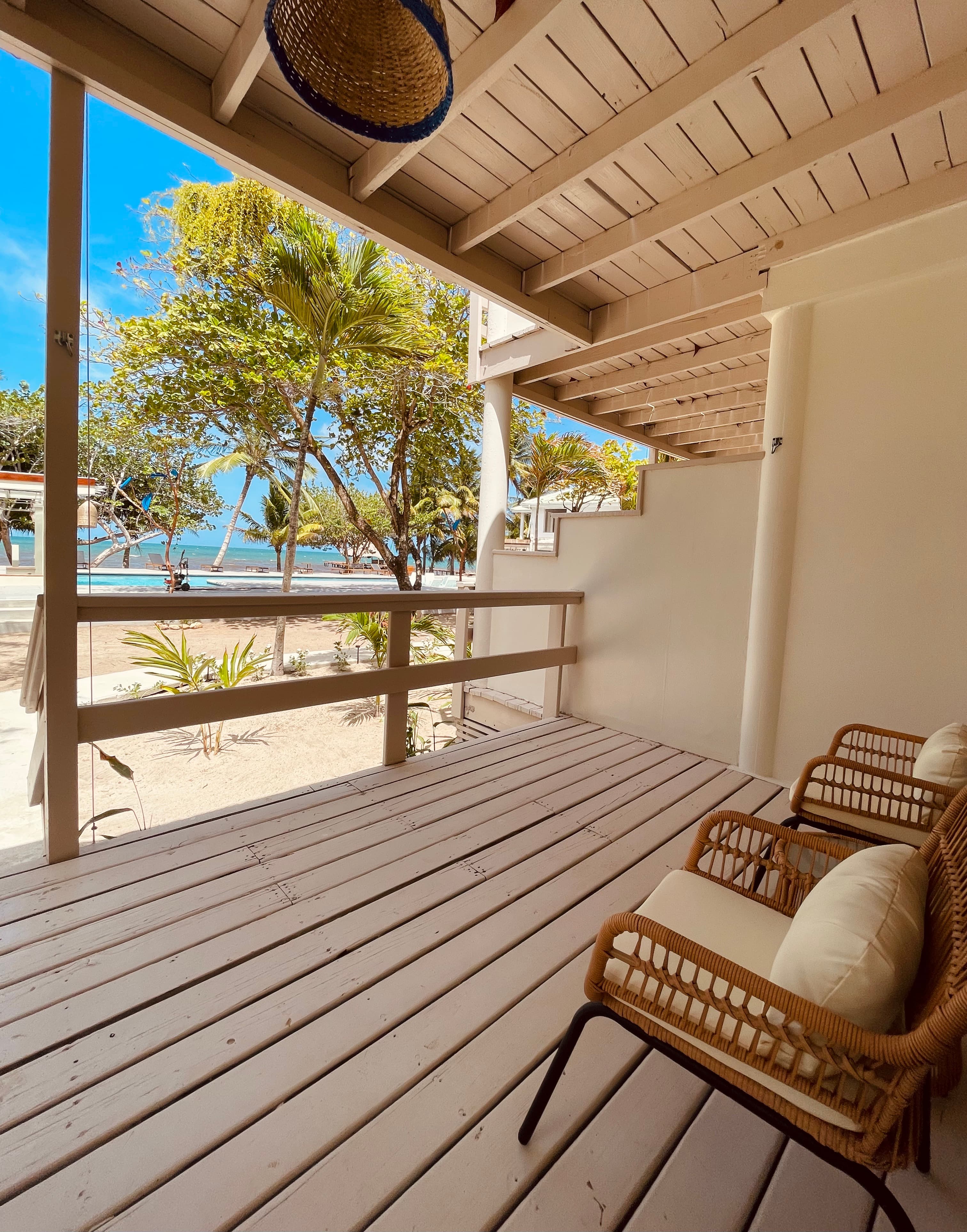 Private patio with pool view for your morning coffee