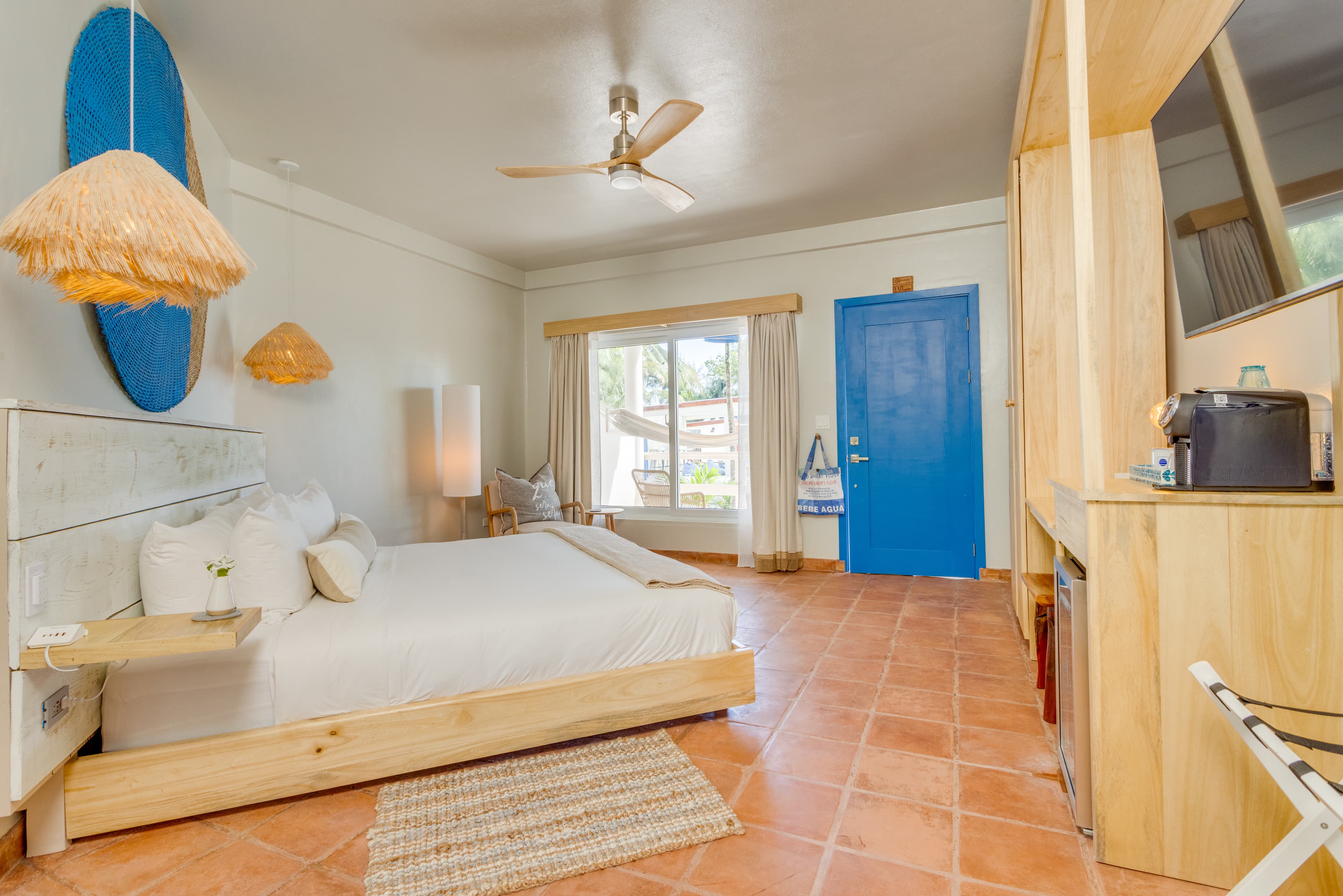 Original cool-tiled floors and handmade decorative touches