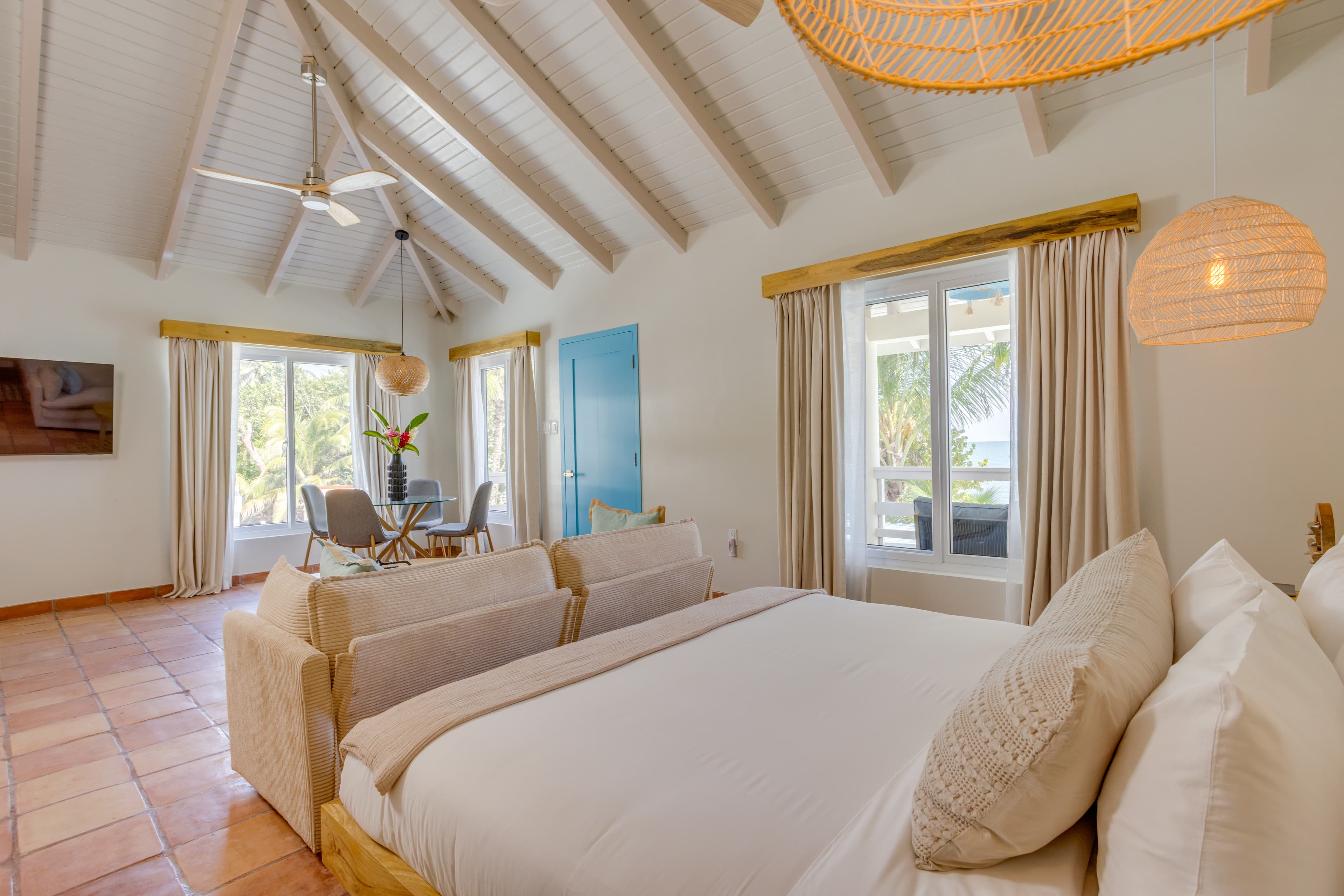 King bed with premium mattress and imported crisp cool linens for the ultimate deep sleep