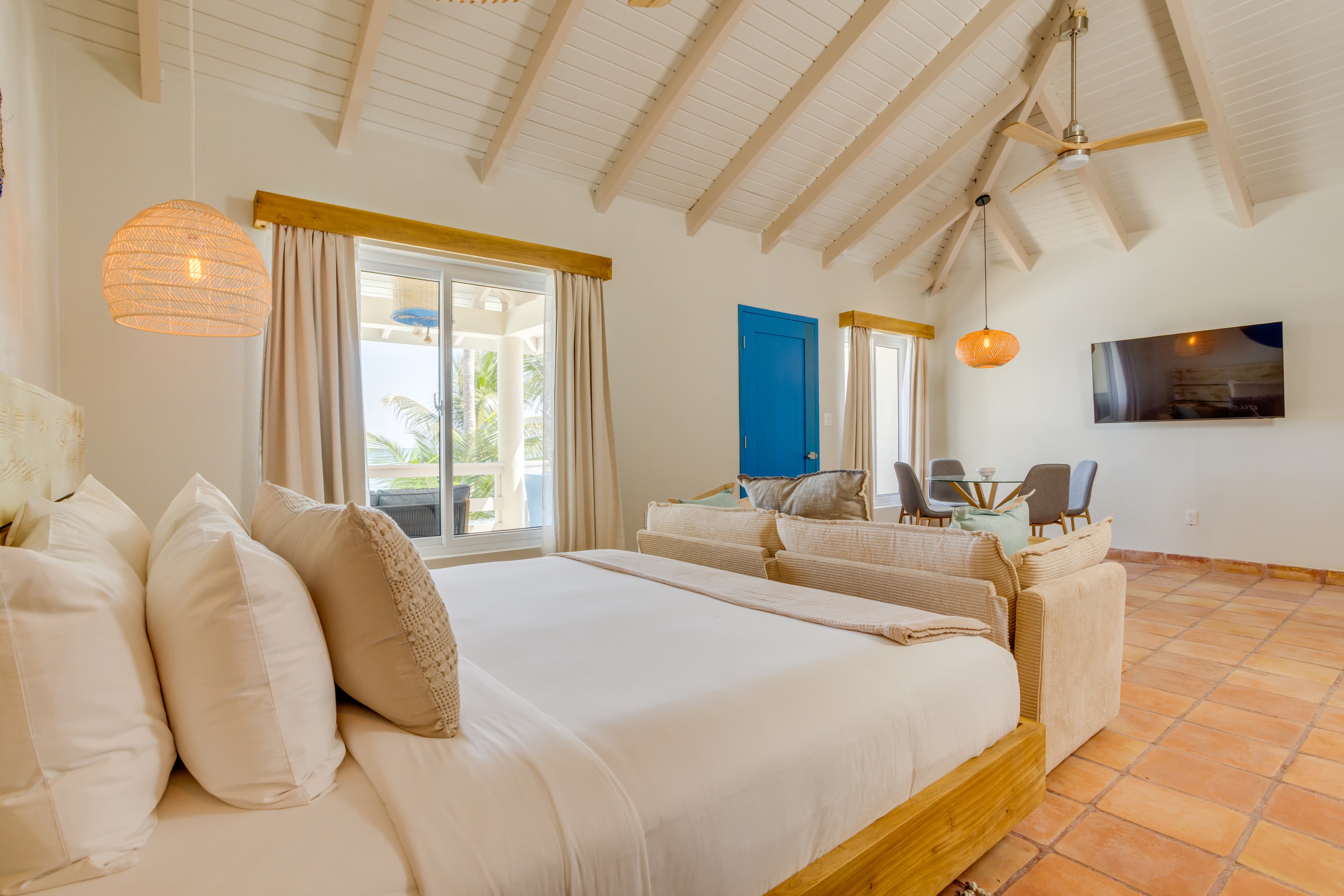 King bed with premium mattress and imported crisp cool linens for the ultimate deep sleep