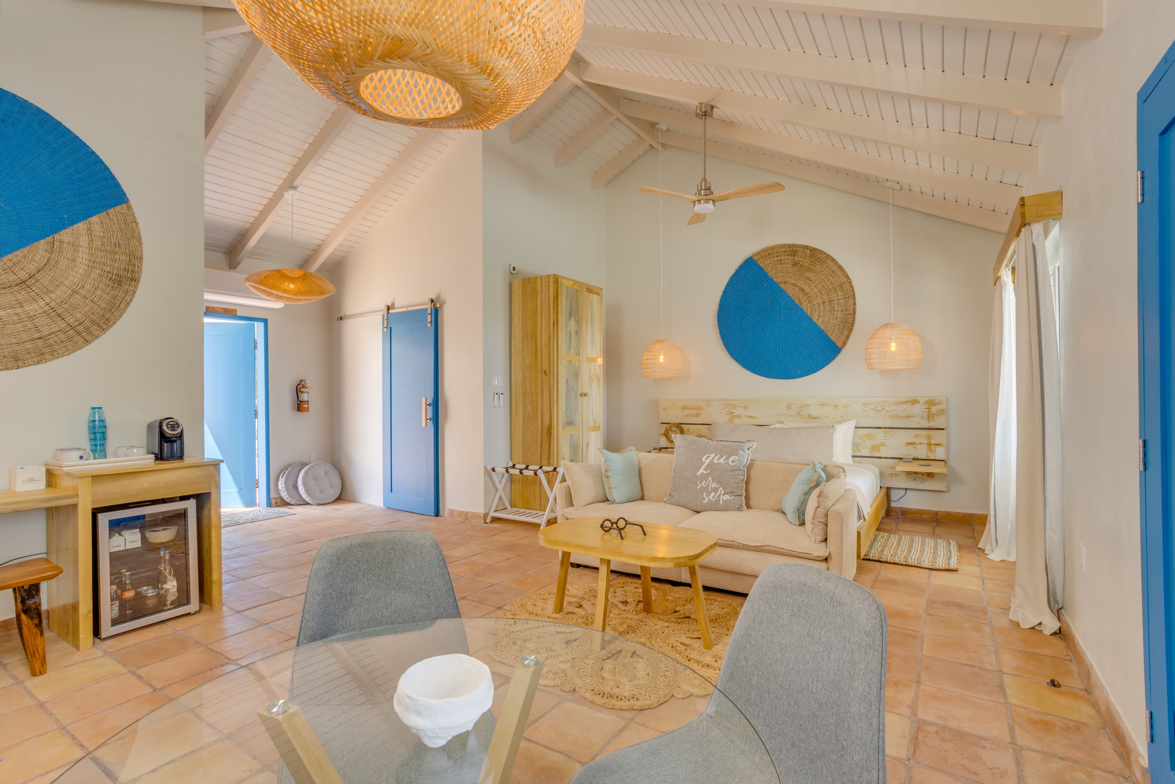 Original cool tiled floors and hand crafted decorative touches