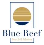 Logo for Blue Reef, featuring a circular design and text in blue and gold.