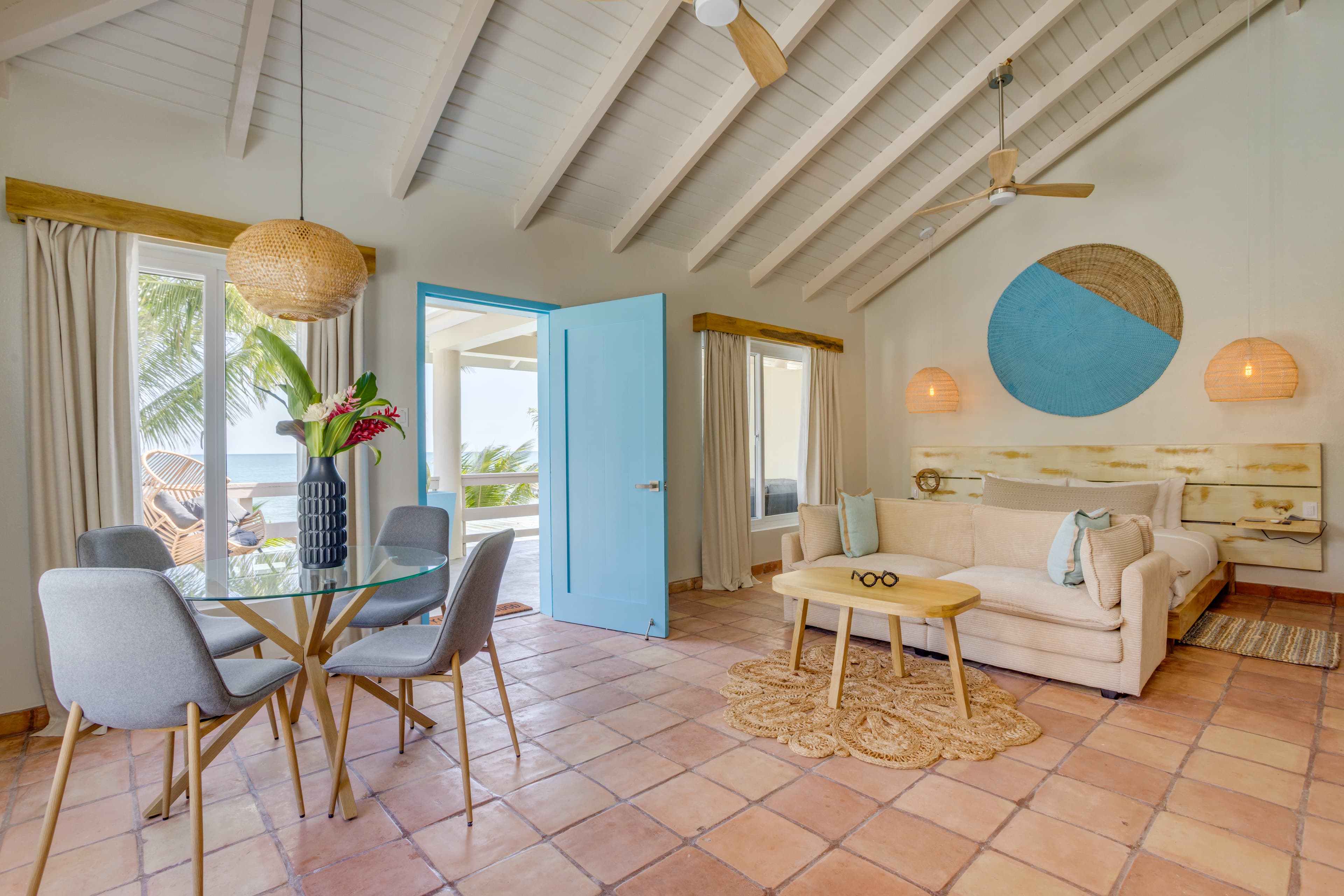 Inside the family room at Blue Reef Beach Resort & Marina in Placencia Belize