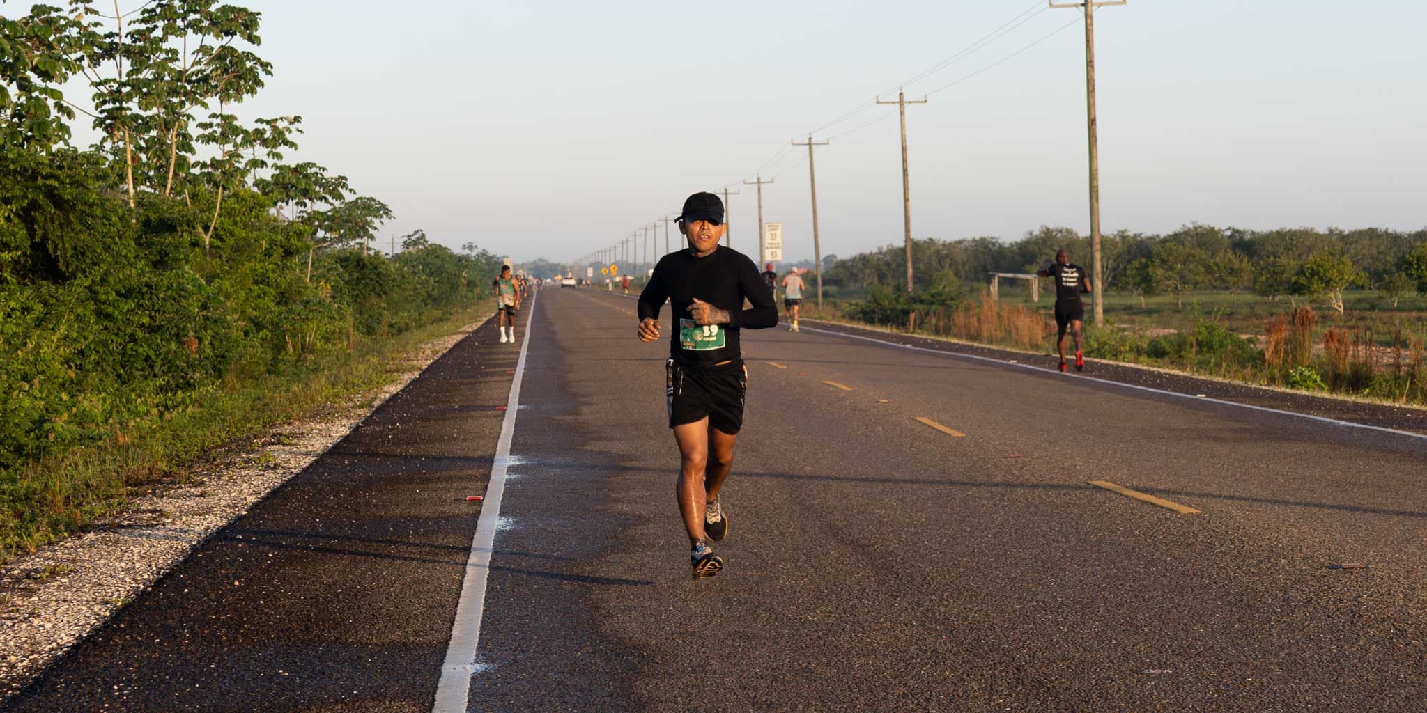 A runner on the road during the Roaring Run for Jaguar Marathon