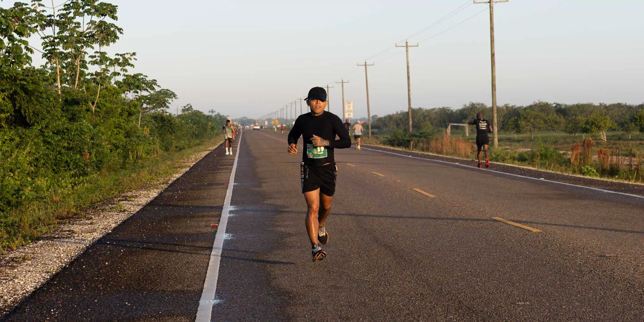 A runner on the road during the Roaring Run for Jaguar Marathon